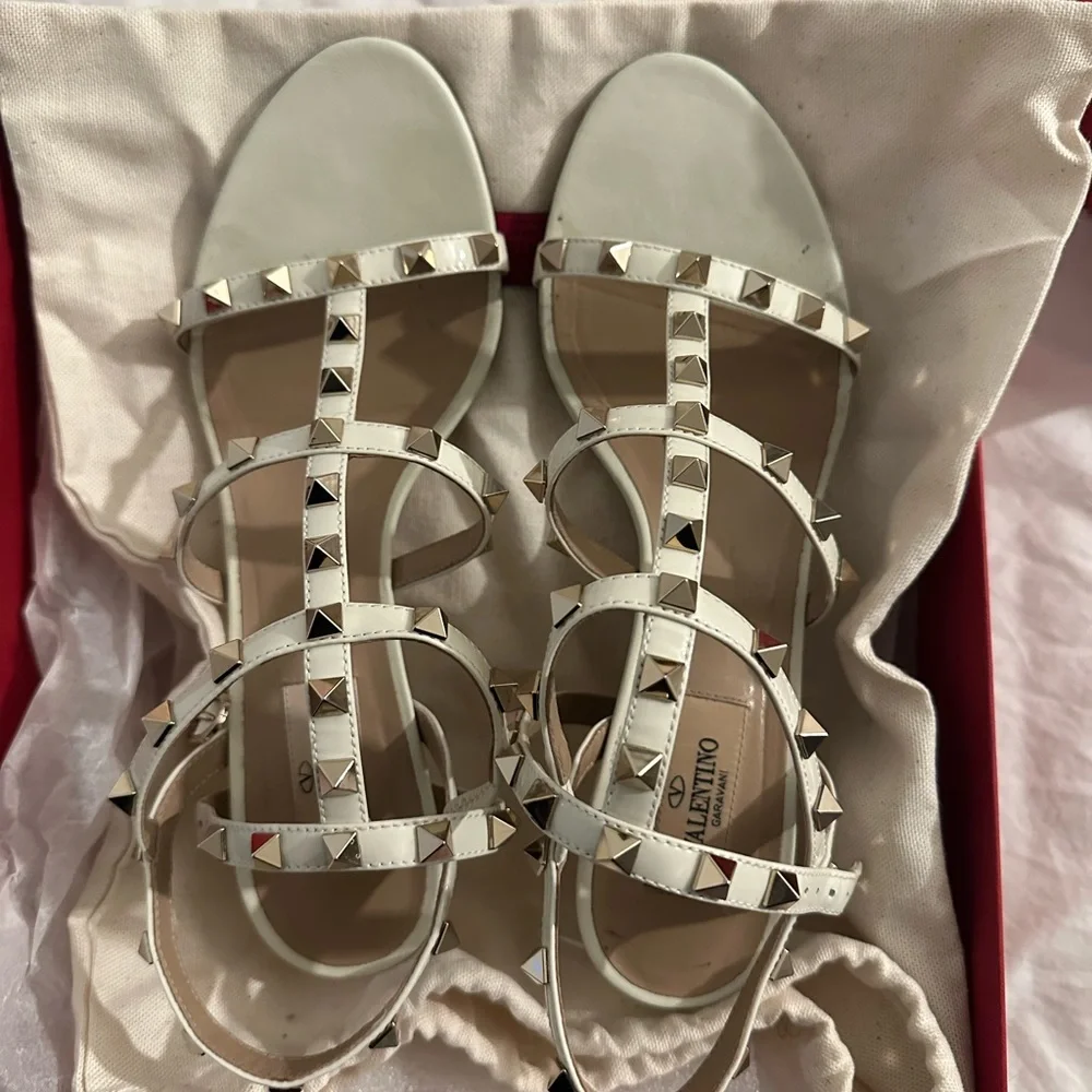 Valentino Garavani Rockstud Leather Heels Sandals Size EU 38.5 (Approx. US 8.5) - Picture 2 of 10